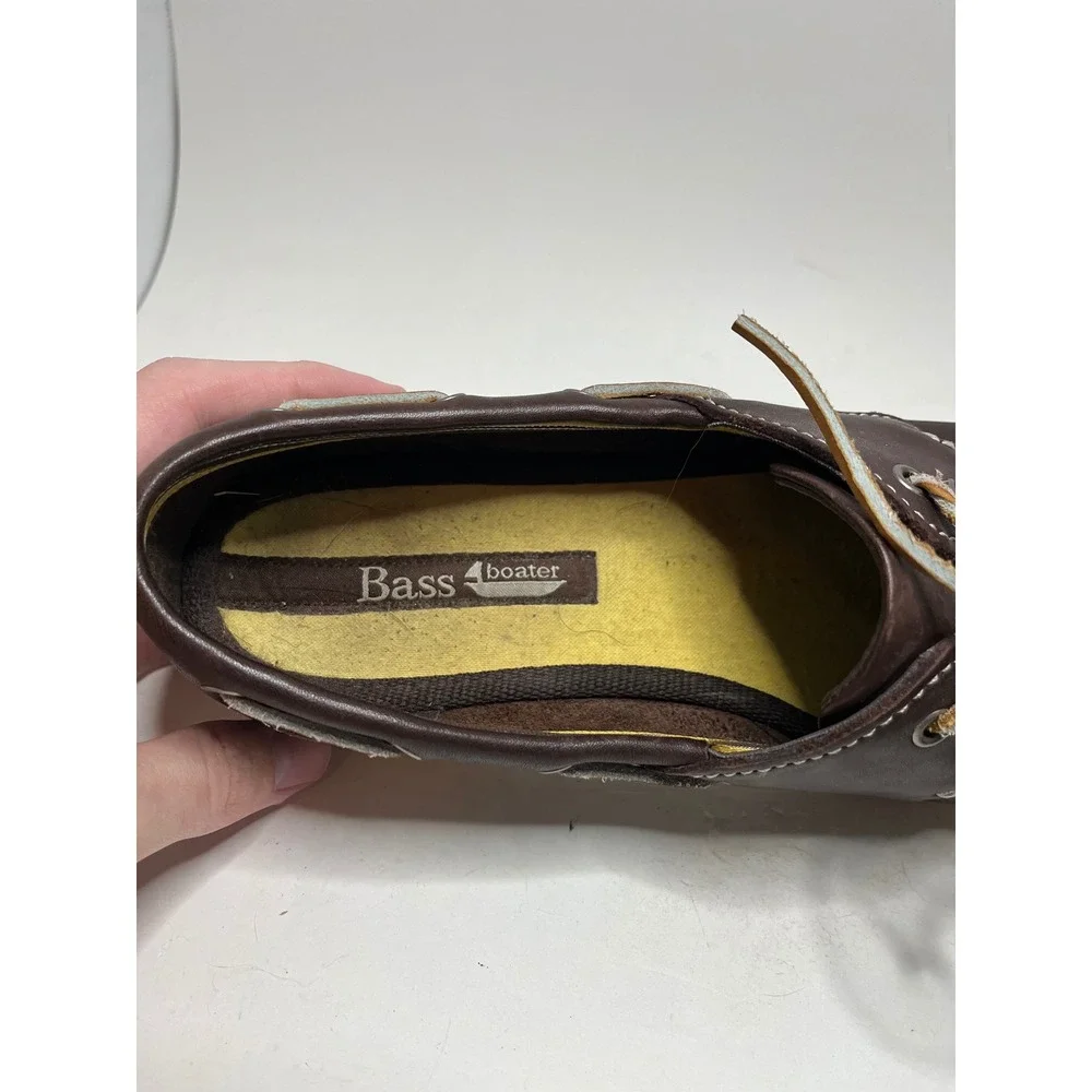 Bass Mens Boat Shoes 10M Brown Leather Boater Moc Toe Casual Lace Up  Two Eyelet